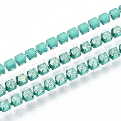 Бирюза Железо горный хрусталь чашка цепи, с катушкой, бирюзовые, 2x2x2 мм, около 29.99 футов (9.14 м) / рулон