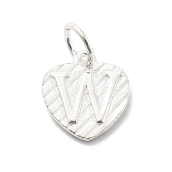 Letter W 925 серебряное сердце с подвесками в виде заглавных букв, с прыжковых колец, серебро , Буква W, 11.5x10.5x1.5 мм, отверстие : 4 мм