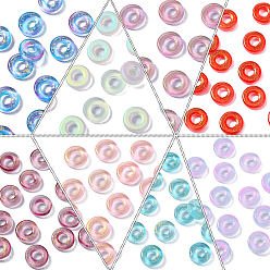 (52) Непрозрачная лаванда 160шт 8 цветные люминесцентные бусины ручной работы и золотая фольга лэмпворк, пончик, разноцветные, 10~11x3 мм, отверстие : 4~4.5 мм, 20 шт / цвет