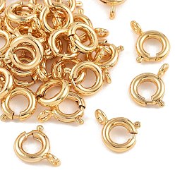 Real 18K Gold Plated SHEGRACE Brass Spring Ring Clasps, Cadmium Free & Nickel Free & Lead Free, Long-Lasting Plated, Real 18K Gold Plated, 10.5x7x2mm, Hole: 1.6mm