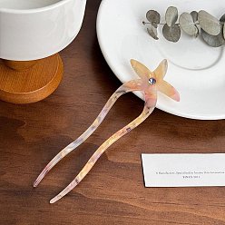 Персиковый Слойка Вилки для волос из ацетата целлюлозы, с пластиковой имитацией жемчуга, аксессуары для волос для женщин и девочек, морская звезда, розовые, 150 мм