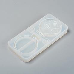 White Foldable Makeup Mirror Silicone Resin Molds, for DIY UV Resin & Epoxy Resin Craft Casting Making, Round Shape, White, 159x78x15mm, Inner Size: 15~70.5x11~60mm