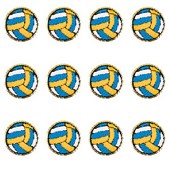 Синий Полиэстер гладить/пришивать заплатки, термоклей, аппликации из ткани, спорт, волейбол, синие, 66x3 мм