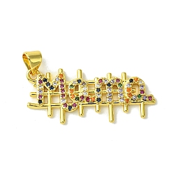 Разноцветный Подвески из настоящей позолоченной латуни с микропаве на день матери из кубического циркония 18k, без кадмия, без никеля и без свинца, слово мама, красочный, 15x32x2 мм, отверстие : 5x3.5 мм