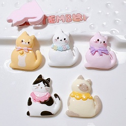 (52) Непрозрачная лаванда Кабошоны из смолы, кошка, разноцветные, 29~30x24~25x6 мм