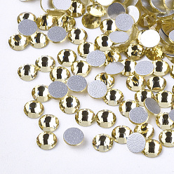 Jonquil Glass Flat Back Rhinestone Cabochons, Back Plated, Faceted Half Round, Jonquil, SS20, 4.6~4.8x2mm, about 1440pcs/bag