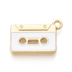 Белый Подвески из эмали и сплава, ленточные подвески, золотые, без кадмия, без никеля и без свинца, белые, 13.5x19.5x2 мм, отверстие : 1.8 мм