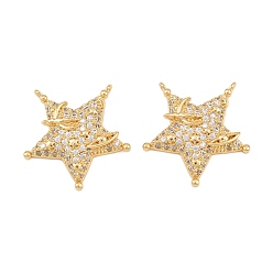 Золотой Латунные микро проложить кубического циркония подвески, звезды прелести, золотые, 25x26.5x4.5 мм, отверстие : 1 мм