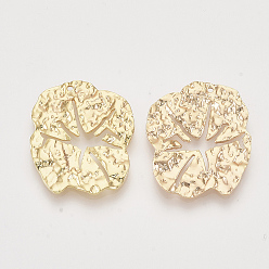 Настоящее золото 18K Латунные подвески, без никеля , реальный 18 k позолоченный, листьев лотоса, неровный, 26x22x2 мм, отверстие : 1 мм