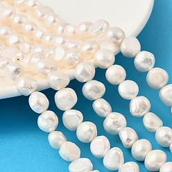 Морская Ракушка Нити из натурального культивированного пресноводного жемчуга, двух сторон полированной, класс 3, цвет морской раковины, 9~10 мм, отверстие : 0.6 мм, около 41~42 шт / нитка, 13.82''~14.17'' (35.1~36 см)
