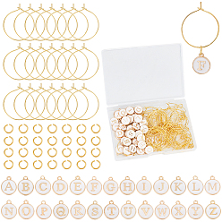 Белый Наборы для самостоятельного изготовления колец с заглавными буквами a~z из латуни и эмали для бокалов с вином, белые, 14x12x2 мм, отверстие : 1.5 мм