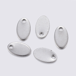 Stainless Steel Color Tarnish Resistant 304 Stainless Steel Charms, Stamping Blank Tag, Oval, Stainless Steel Color, 12x7x1mm, Hole: 1.5mm