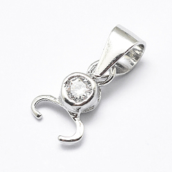 Платина Антикоррозийное покрытие родием 925 подвеска из стерлингового серебра с микропаве из кубических цирконий, ледоруб и щепотку поручительств, платина, 9x6x3 мм, отверстие : 3 мм, штифты : 0.7 мм