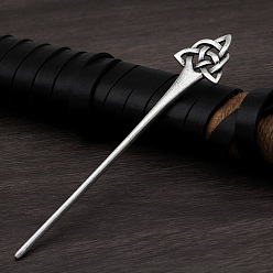 Античное Серебро Палочки для волос из сплава Trinity Knot, аксессуары для волос викингов для женщин, античное серебро, 145 мм