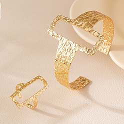 Rectangle Сплав ювелирных изделий, включая браслеты-манжеты и манжетные кольца для женщин, прямоугольные, 58 мм, 18.5 мм, 2 шт / комплект