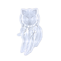 Белый Тканая сетка/паутина с перьями и головой лисы, силиконовые формы для пищевых продуктов своими руками, формы для литья смолы, для уф-смолы, изготовление изделий из эпоксидной смолы, белые, 205x112x17 мм