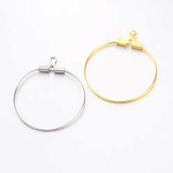 (52) Непрозрачная лаванда Стойки обшивки латунь кольцо серьги обруча, разноцветные, 21 датчик, 30x25~26 мм, отверстие : 1 мм, штифты : 0.7 мм