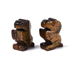 Œil De Tigre Figurine de cheval en œil de tigre naturel, cadeau de pierre énergétique feng shui pour la décoration de bureau à domicile, 25.5~27x17.5~20x11~13mm