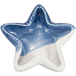 Морская звезда Керамическая тарелка для украшений с океанской тематикой, лоток для хранения колец, , серьга, морская звезда, 150x152x37.5 мм