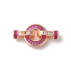 Розовое Золото Покрытие стойки круглое кольцо латунь микропаве фианиты складные застежки, долговечный, без свинца и без кадмия, розовое золото , 29.5 мм