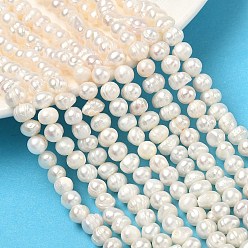 Античный Белый Нити из натурального культивированного пресноводного жемчуга, картофель, класс А, старинный белый, 5.5~6 мм, отверстие : 0.5~0.6 мм, около 63~65 шт / нитка, 13.50'' (34.3 см)