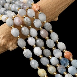 Аквамарин Природные Аквамарин бисер нитей, граненые, рис, с бисером, 7.5~8x6~7.5 мм, отверстие : 0.8~1 мм, около 36~40 шт / нитка, 15.55~15.75'' (39.5~40 см)