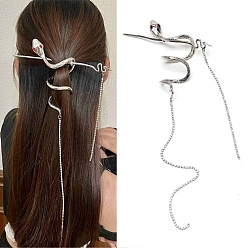 Красный Заколка для волос со стразами из змеиного сплава, палочки для волос с кисточками, Держатель конского хвоста, красные, 410 мм