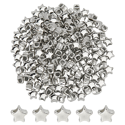 Звезда 500шт. пластиковые европейские бусины CCB, бусины с большим отверстием, платина, звезда, 10.5x10.5x7 мм, отверстие : 3.5 мм