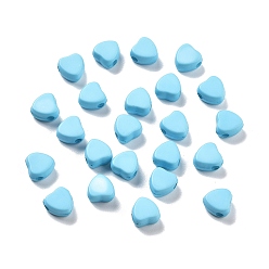 Небесно-голубой Непрозрачные акриловые бусины, умирающий, сердце, голубой, 7x7x4 мм, отверстие : 1.6 мм, Около 3200 шт / 500 г