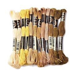 (932FM) Темно-синий аква-матовый с подкладкой 6-слойная полиэфирная нить для вышивания, нитки для вышивки крестом, сегмент окрашенный градиентный цвет/рождественская/осенняя цветовая серия, темно-золотистые, 0.5 мм, около 8.75 ярдов (8 м) / моток, 12 мотки