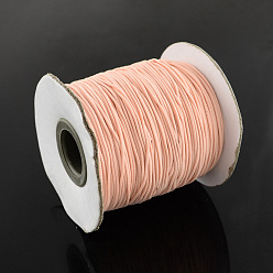 PeachPuff Round Elastic Cord, with Nylon Outside and Rubber Inside, PeachPuff, 1mm, about 109.36 yards(100m)/roll