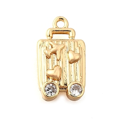 Настоящее золото 18K Латунные подвески, без кадмия, без никеля и без свинца, с кубического циркония, чемодан, реальный 18 k позолоченный, 16.5x9x4.5 мм, отверстие : 1.2 мм