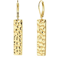 Золотой Серьги с застежкой-рычагом из кованой прямоугольной латуни, золотые, 32x7 мм