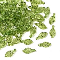 Светло-зеленый Коричневый Прозрачные акриловые брелоки, лист прелести, оливковый, 10.5x5x3.5 мм, отверстие : 1.2 мм