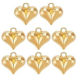Настоящее золото 18K 8 латунные подвески шт., сердце прелести, реальный 18 k позолоченный, 19x20x10 мм, отверстие : 3 мм