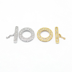 (52) Непрозрачная лаванда Латуни Переключить застежками, с кубического циркония, без кадмия, без никеля и без свинца, разноцветные, Кольцо: 17x3 mm, отверстия: 1x5 мм, бар: 20x5x3 мм, отверстие : 3x1 мм