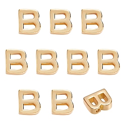 Letter B 10 шт. Латунные подвески, долговечный, золотые, буквы, letter.b, б: 9x7.5x3 мм, отверстие : 1.6 мм