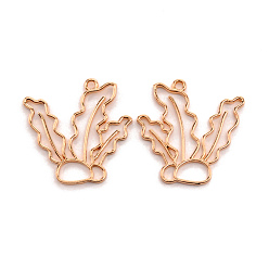 Light Gold Подвесные подвески из сплава, для diy уф смолы, эпоксидная смола, Прессованные цветочные украшения, морская трава, золотой свет, 38x35.5x2 мм, отверстие : 2 мм