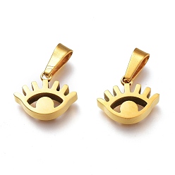 Золотой Ионное покрытие (ip) 304 подвески из нержавеющей стали, ручная полировка, глаз, золотые, 12x15x4 мм, отверстие : 6x2.5 мм