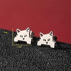 Нержавеющая Сталь Цвет Серьги-гвоздики из нержавеющей стали, не тускнеющие, форма собаки, цвет нержавеющей стали, 9x11 мм