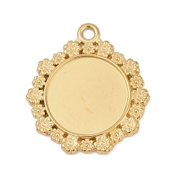 Настоящее золото 18K 304 Настройки кабошон из нержавеющей стали кулон, цветок, реальный 18 k позолоченный, лоток : 20.5 мм, 35x31.5x2.5 мм, отверстие : 2.5 мм