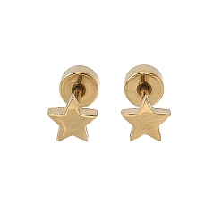 Золотой 304 серьги-гвоздики из нержавеющей стали для женщин, звезда, золотые, 4.5x5 мм