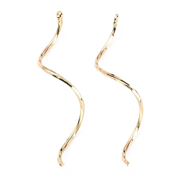 Light Gold Латунные волнистые булавки для глаз, изогнутая линия, золотой свет, 18 датчик, 52x9x1 мм, отверстие : 2.3 мм
