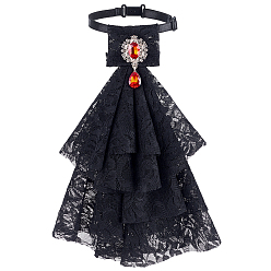 Черный Кружевной воротник с оборками, съемные накладные воротники с фурнитурой из сплава стразов, чёрные, 270x205x11 мм