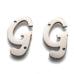 Letter G Не тускнеют 304 соединители из нержавеющей стали, буквы, для изготовления именных ожерелий, letter.g, 18x10.5x1.5 мм, отверстие : 0.9 мм