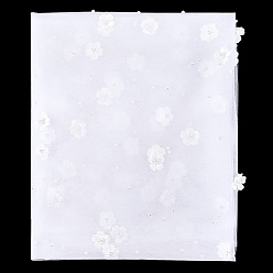 White Nylon Mesh Fabric, with Imitation Pearl Beads, for Dress Costumes Decoration, White, 2800x1760x0.1mm