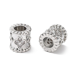 Платина Стойки обшивки латунь микро проложить кубического циркония бусы, без кадмия и без свинца, долговечный, колонке с цветком, платина, 8x7 мм, отверстие : 3.8 мм