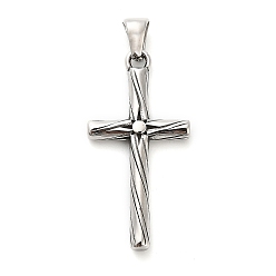 Античное Серебро 316 хирургические подвески из нержавеющей стали, крест очарование, античное серебро, 33.5x16.5x3 мм, отверстие : 6x3 мм