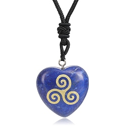 Ляпис-Лазурь Ожерелья с подвесками из натурального лазурита ко Дню Святого Патрика, сердце, 26.77 дюйм (68 см)