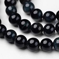 Tiger Eye Natural Blue Tiger Beads Strands, Grade A, Round, 6mm, Hole: 1mm, about 63pcs/strand, 15.4 inch